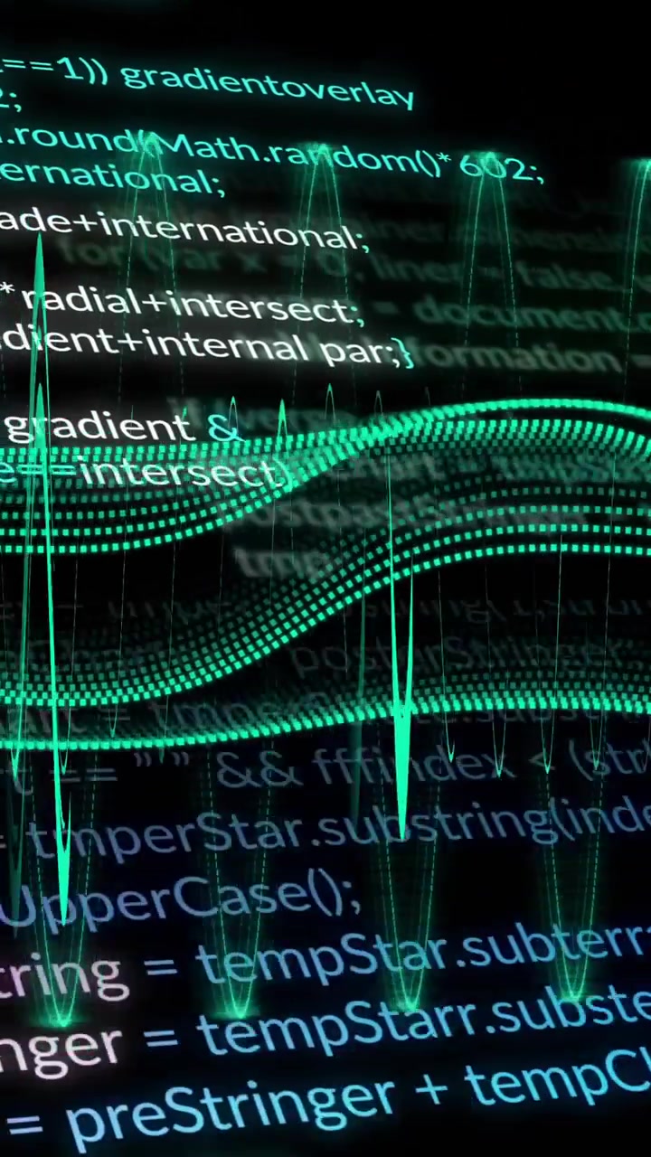 Animation of data processing on black background