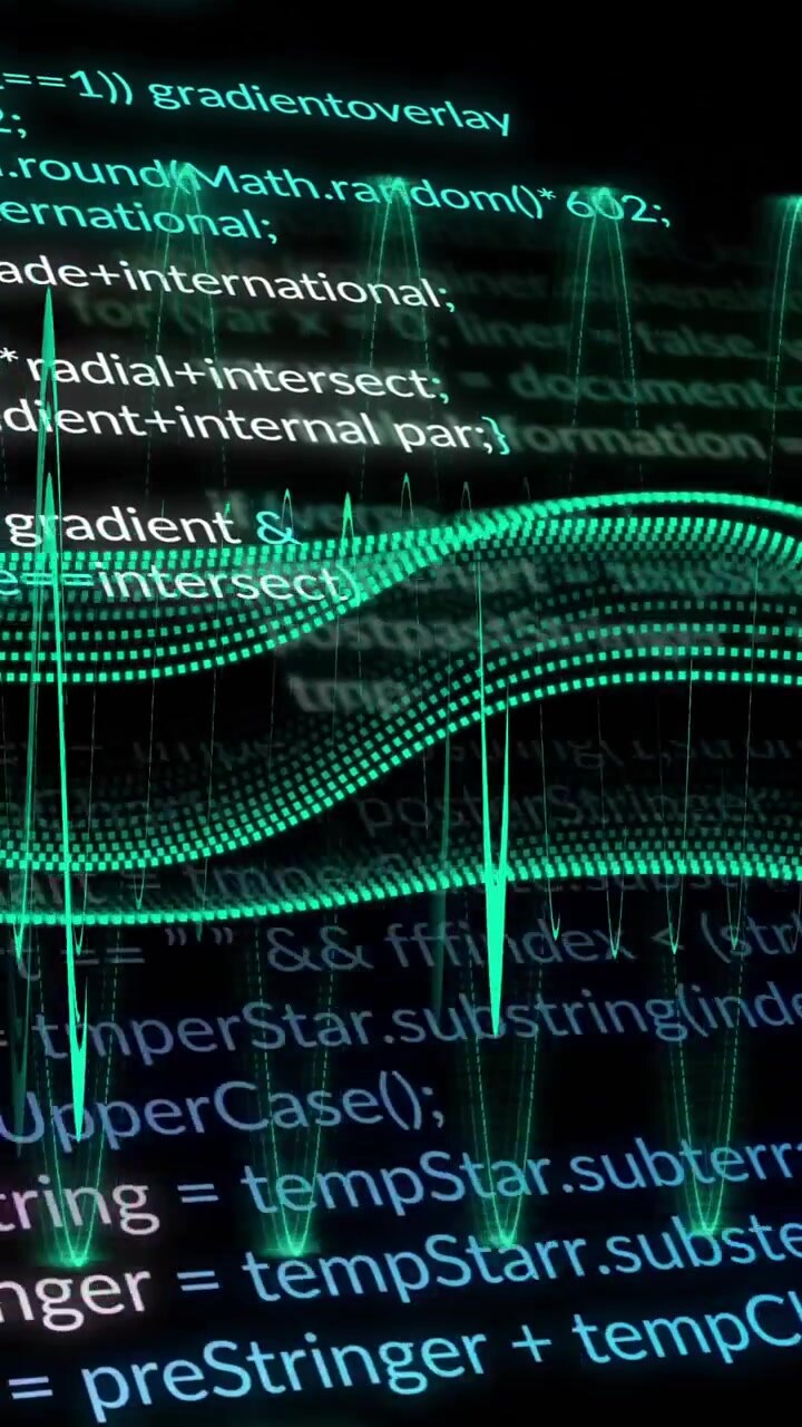 Animation of data processing on black background