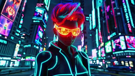 cyberpunk woman in neon city