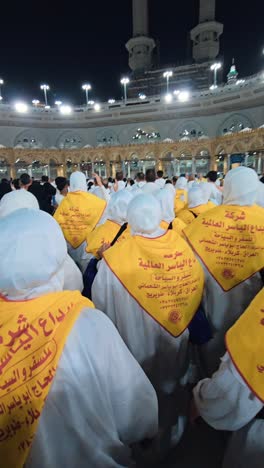 pilgrims engaged in tawaf around the holy kaaba at masjid al-haram in makkah, saudi arabia.