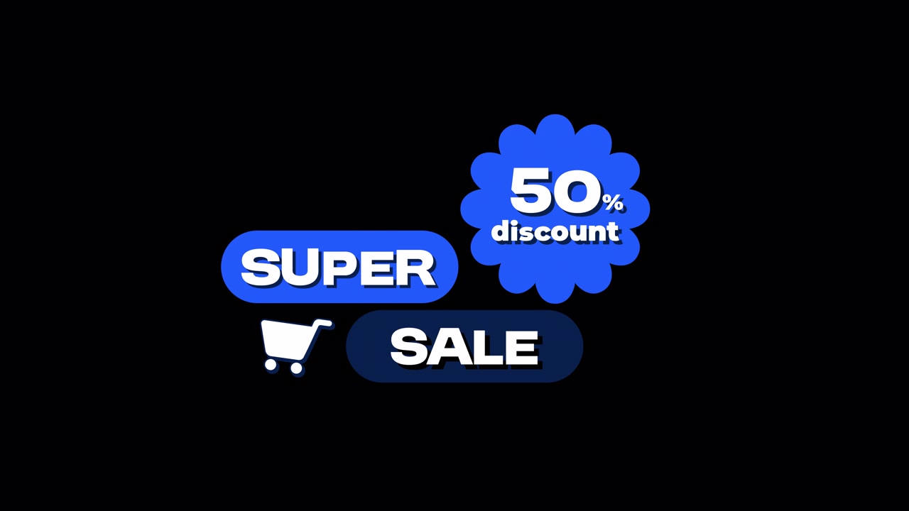Gráfico animado de Super Oferta con Cincuenta por Ciento de Descuento