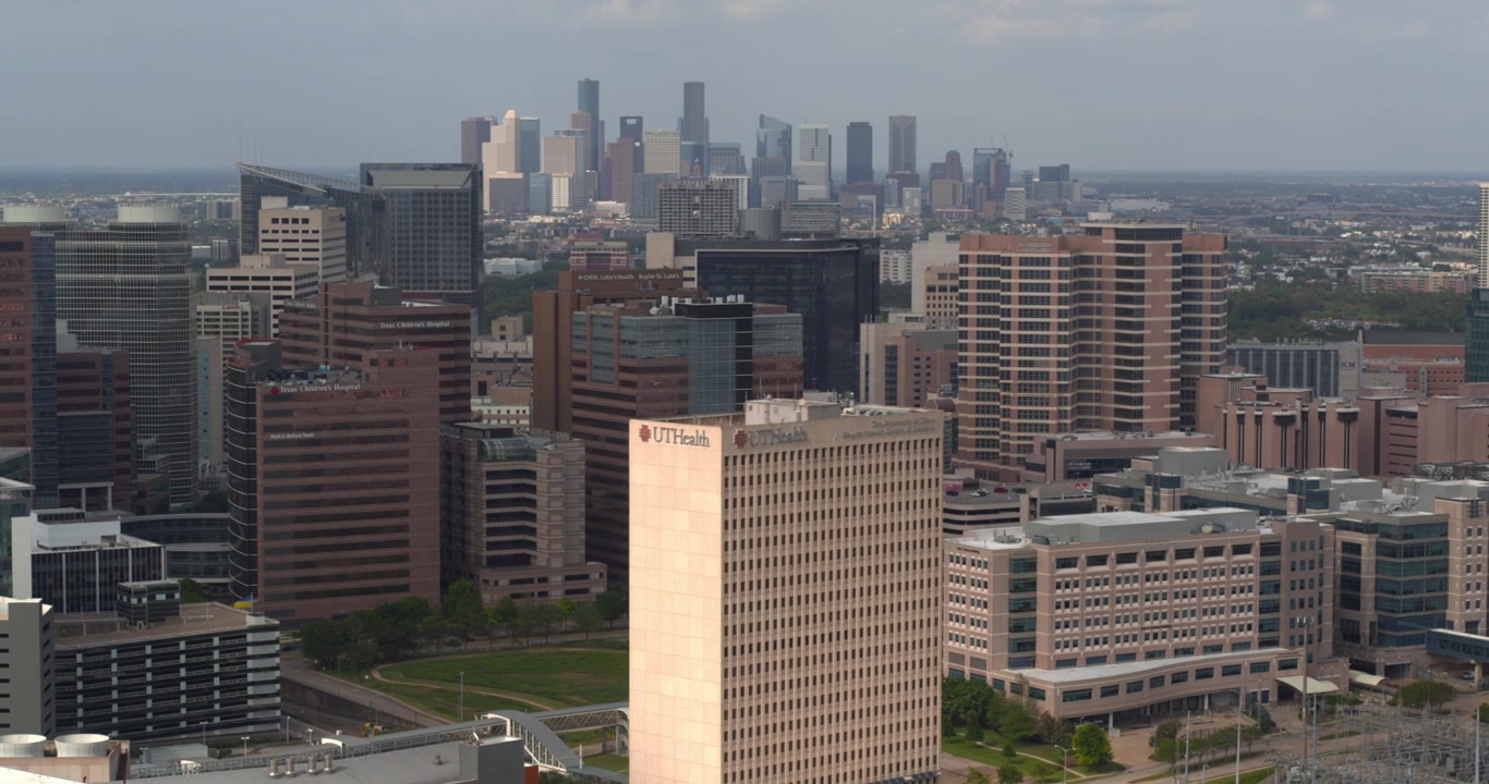 Vista de drone do Texas Medical Center em Houston