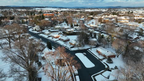 residential american town in winter snow