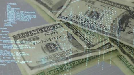 dollar bills with interface codes