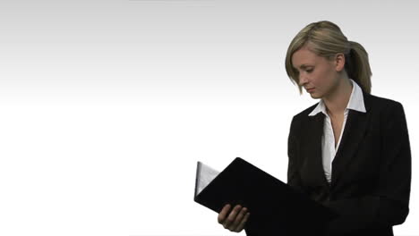 young beautiful business woman holding file 5