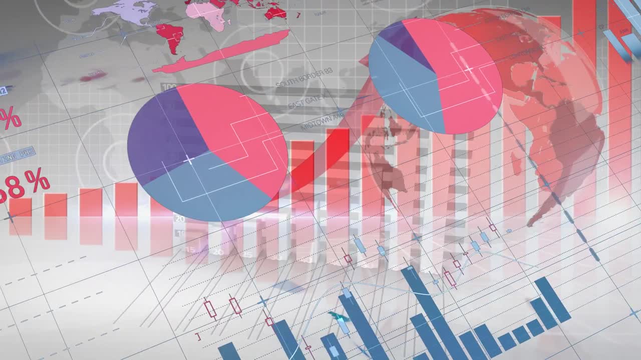 animación del procesamiento de datos financieros en todo el mundo