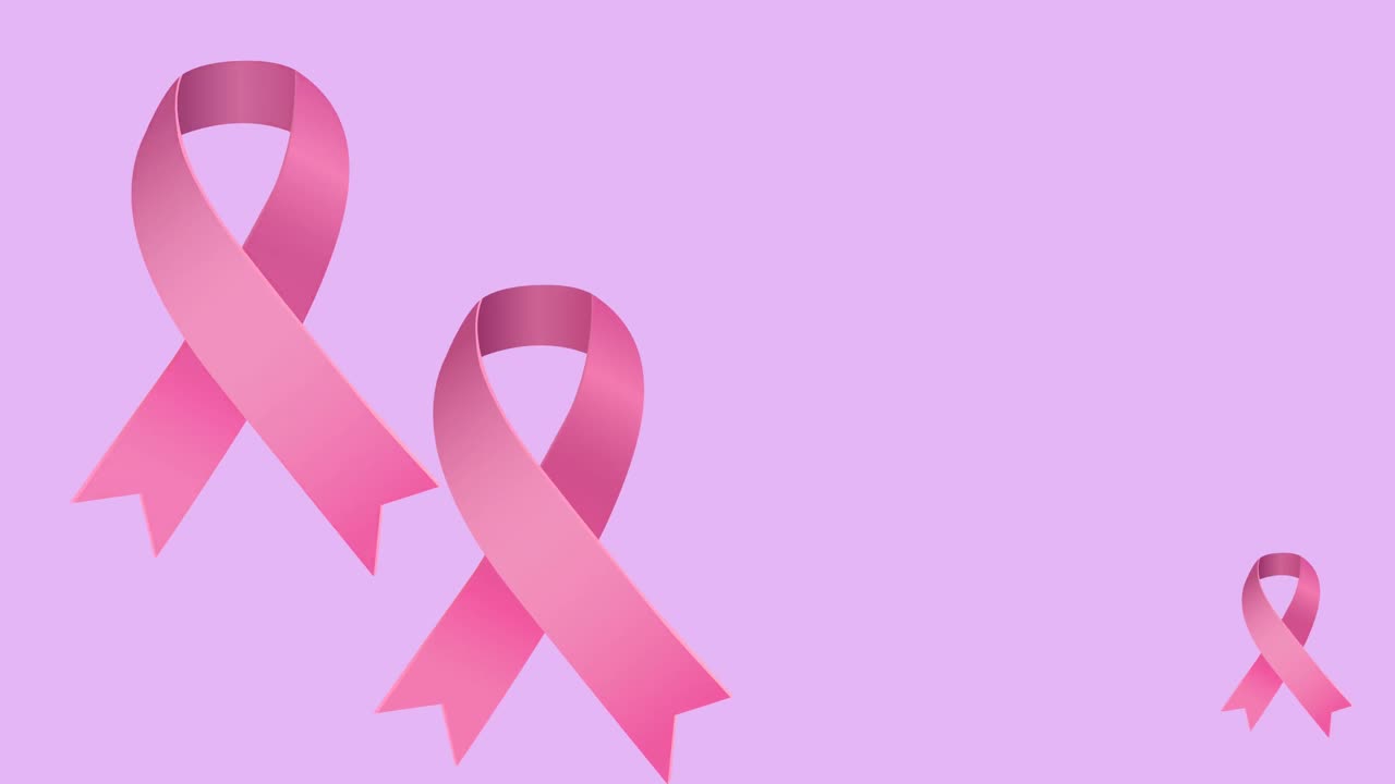 animación de un logotipo de cinta rosa múltiple que aparece sobre un fondo rosa