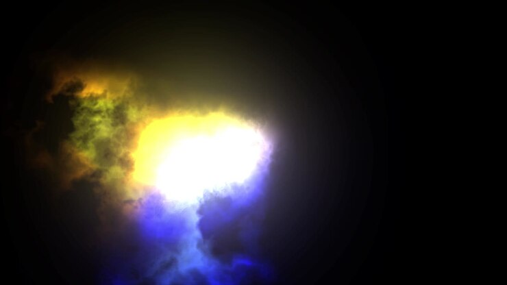 Colorful lightning, rainstorm animation. Isolated flash, thunderstorm bolt and electric power concept