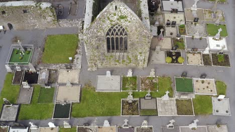 Claregalway-Friary-cemetery-with-tombstones-surrounding-old-historic-monastery-ruins