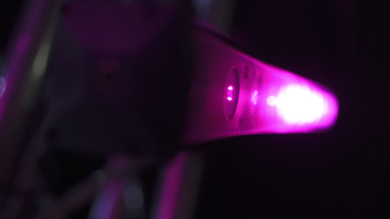 Lighting Equipment on Stage. LED Spotlight with Pink Light