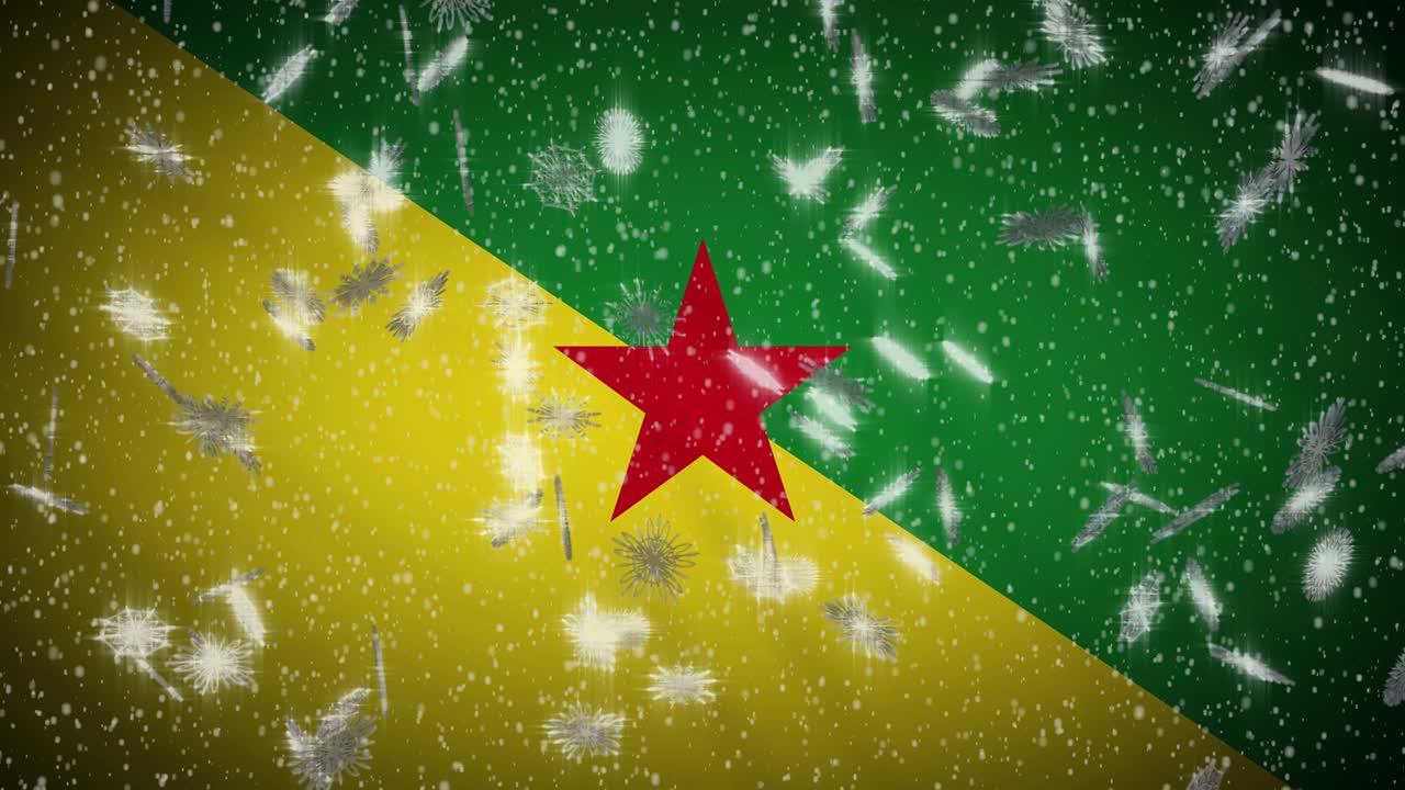 프랑스 기아나 발: 눈이 내리는 루프, 새해와 크리스마스 배경 루프