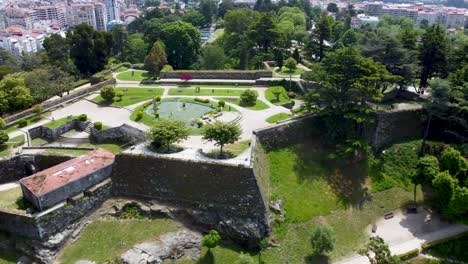 Aerial-pan-over-monte-do-castro-in-Vigo-Spain-on-sunny-day