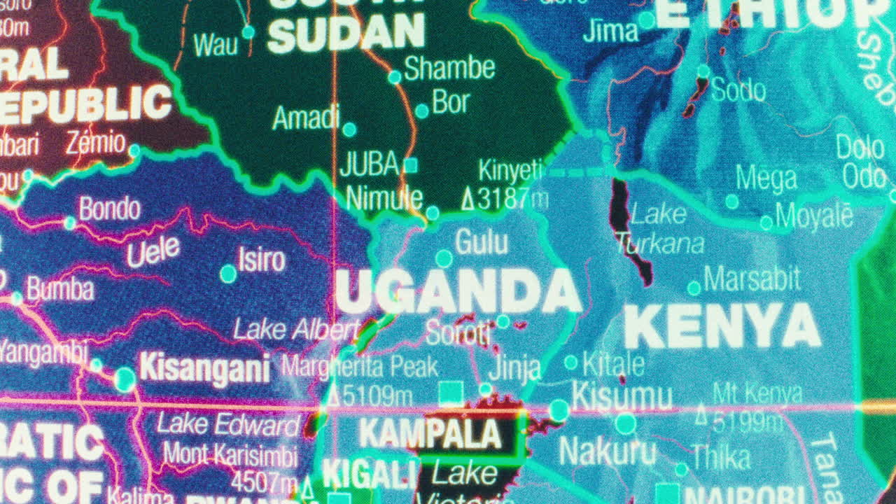 Digital Map Highlighting East African Countries