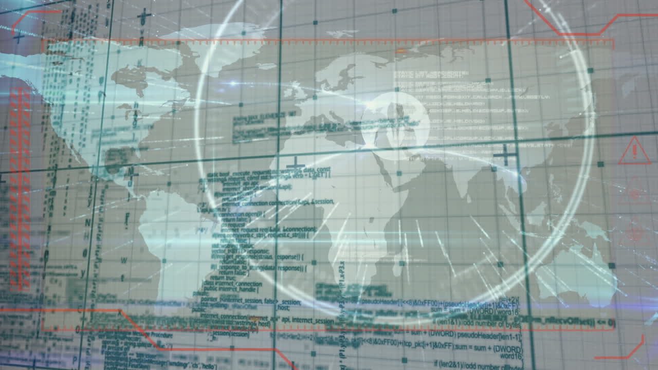 Animation of data processing with world map