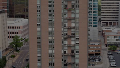 Mid-level-view-of-apartment-building-in-downtown-Clayton-with-a-pan-to-the-left-to-reveal-street-and-buildings