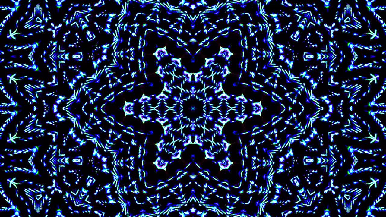 onda de luz puntos abstractos conjunto de color azul caleidoscopio fondo negro