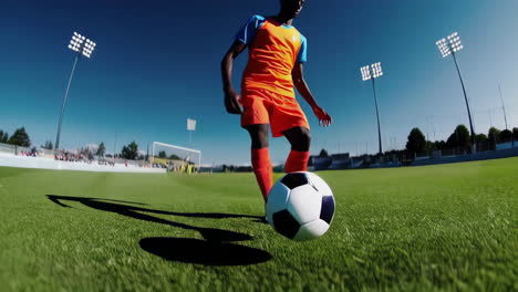 soccer player training on a green field