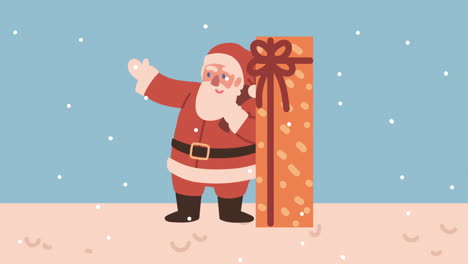 happy merry christmas animation with santa and gift