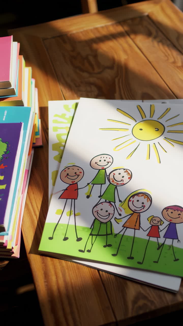 Children's Books on Wooden Table