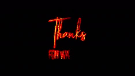 fire burn text of thanks for watching word. the golden red shine lighting of thanks for watching loop animation.4k 3d rendering isolated transparent with alpha channel quicktime prores 4444.