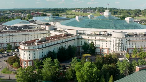 Exterior-aerial-of-Gaylord-Opryland-Hotel-and-Convention-Center,-Nashville-Tennessee