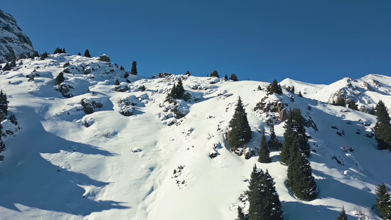 Tundra environment, glacial rugged peaks, Tuyuk Su, Kazakhstan, aerial