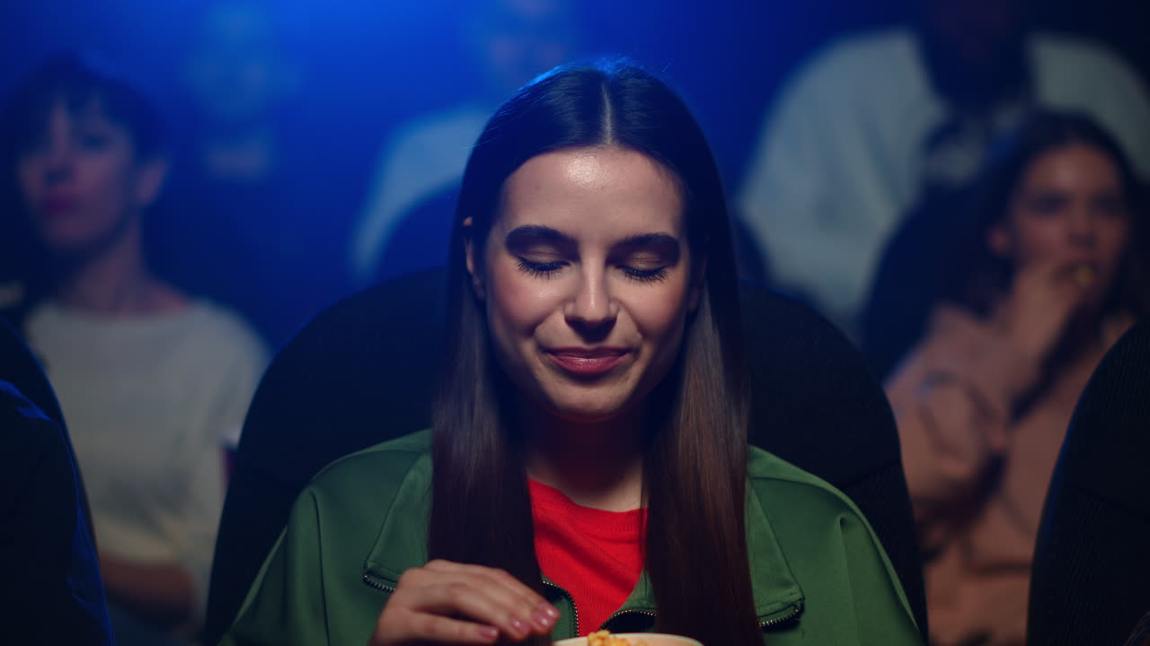 Cheerful girl laughing on film