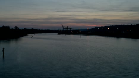 Reverse-time-lapse-of-Cork-city-harbour-with-the-sun-almost-gone