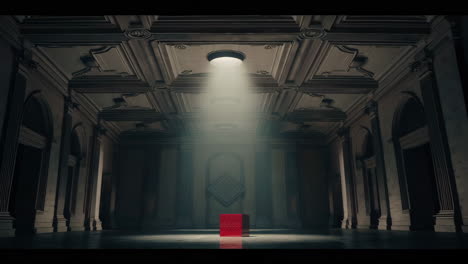 red cube in grand hall