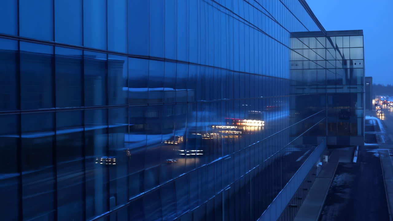 Modern Glass Building at Night