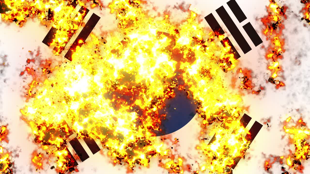 남한의 발이 불타고 있는 애니메이션