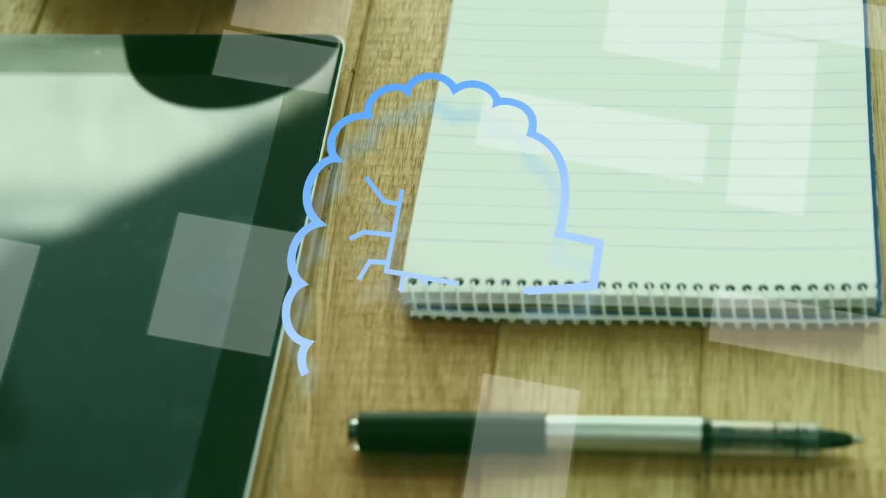 animación del procesamiento de datos en tablets y portátiles