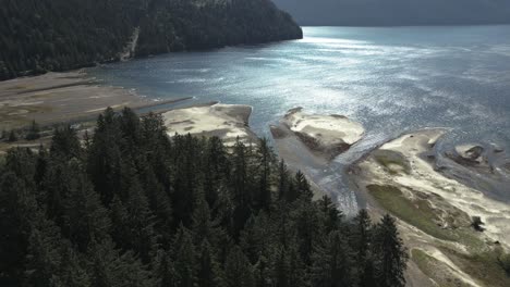 an aerial of jervis inlet in british columbia, canada