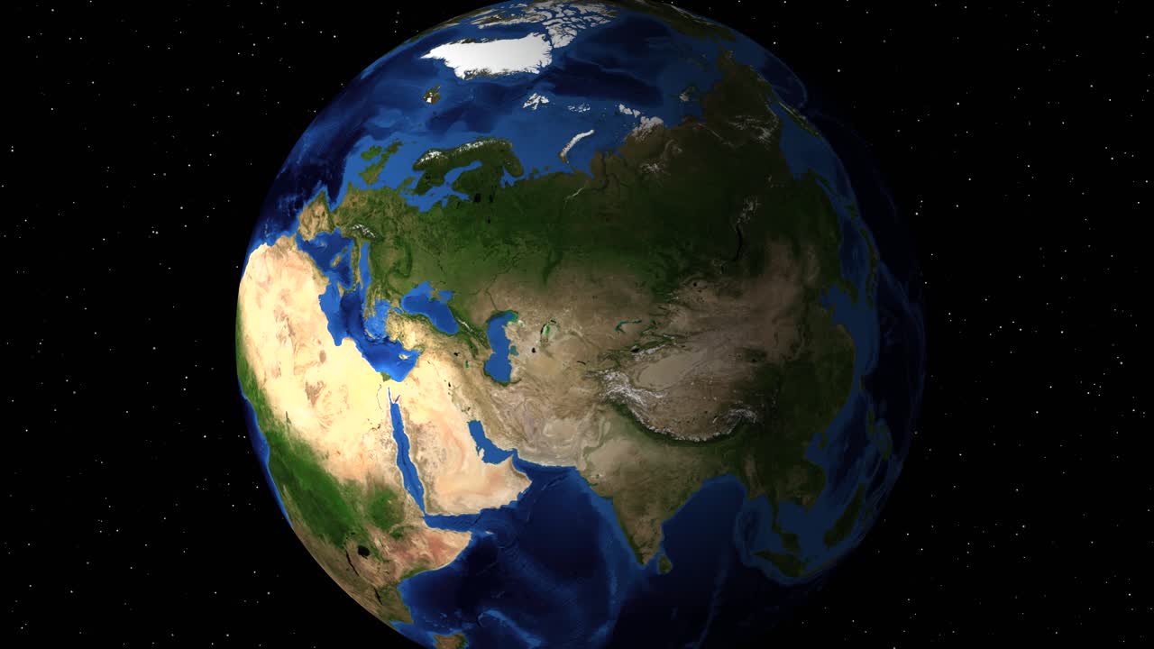 우주에서 회전하는 여러 개의 지구 지구