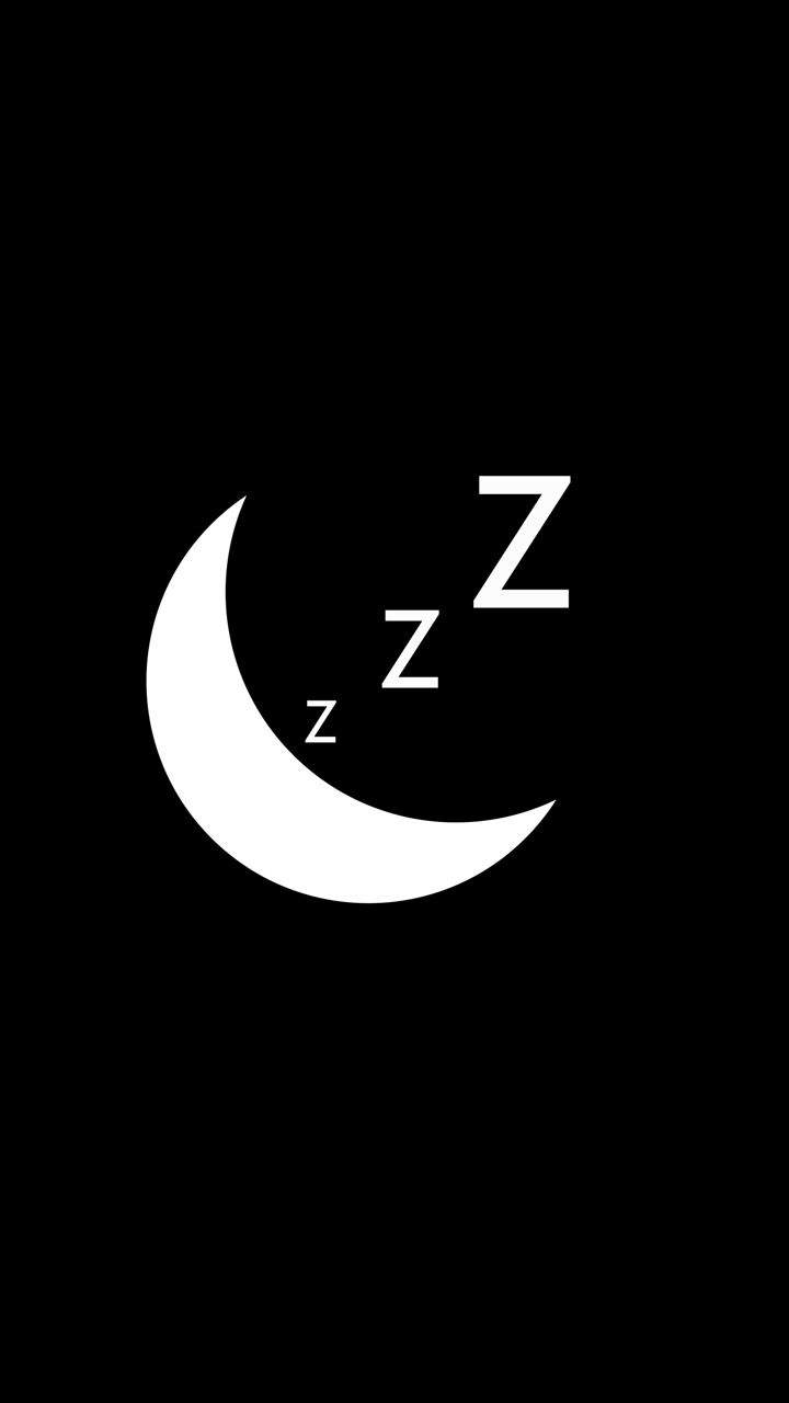 Minimal moon silhouette rising sleep letters simple nighttime and rest dark screen ideal for
