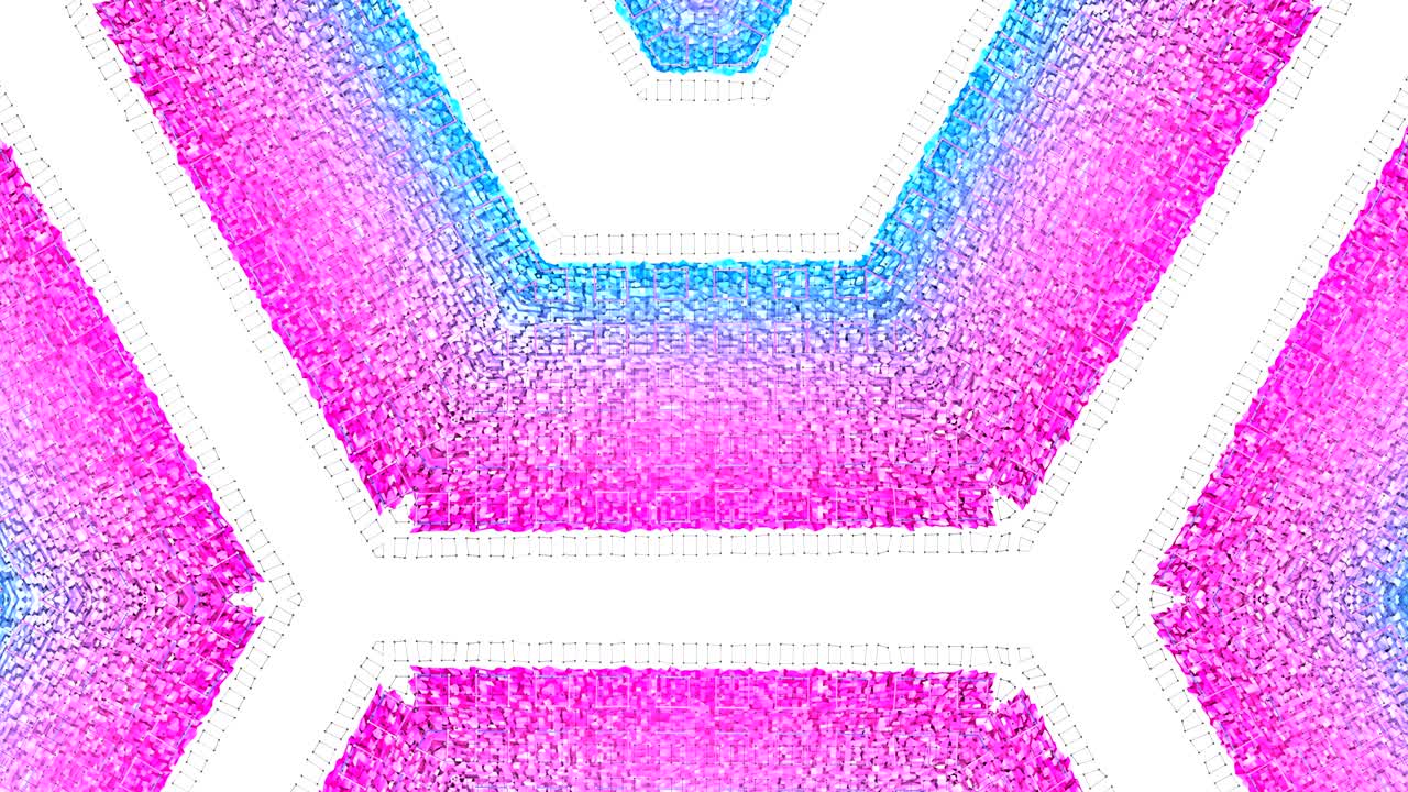 4k 끔한 기하학적 애니메이션 배경, 루프, 낮은 폴리 스타일, 현대적인 그라디언트 색상과 함께 완벽한 3d 애니메이션, 그리드와 함께 창의적인 간단한 파란색 은 배경.