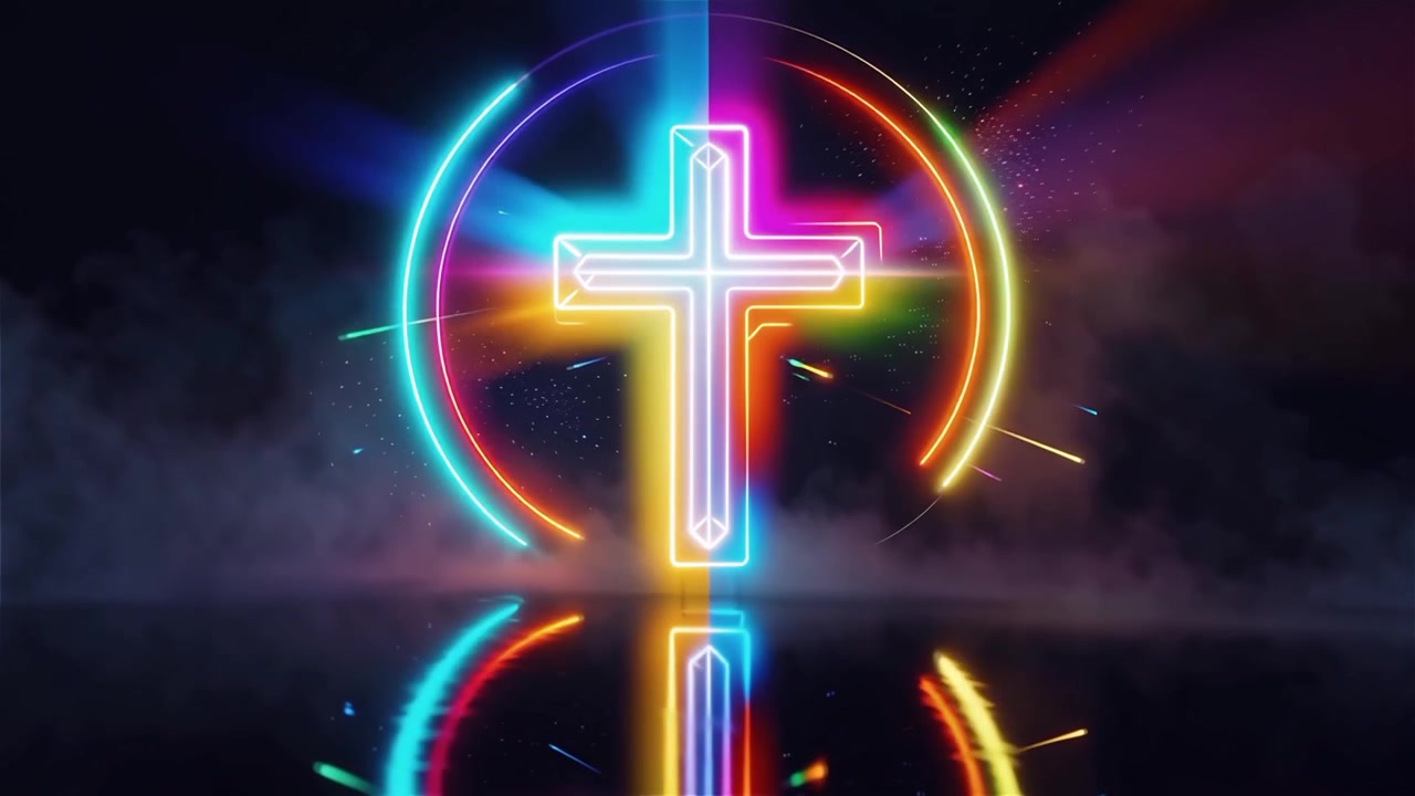 Croce Cristiana Luce Celestiale Sfondo per il Culto.