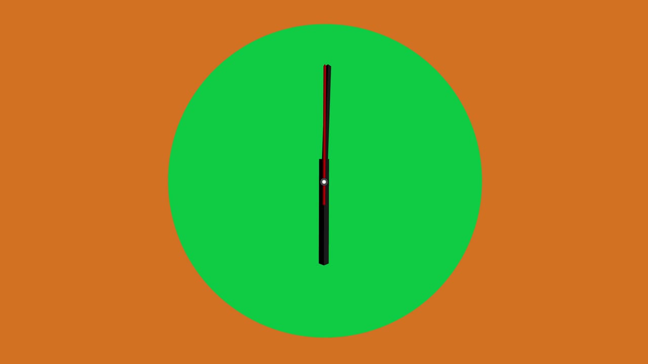 Clock timelapse looping 12 hours - Clock - Wall clock - Minimal abstract motion 3d rendering clock time concept time lapse hours - Clock Time Lapse - Clock time lapse loopable - 12 hours timelapse - Green color clock loop - Orange Background - Clock Time