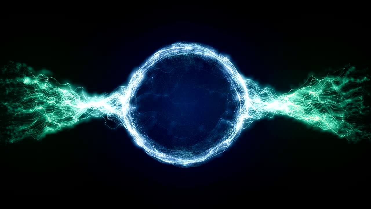 abstracto azul futurista forma circular de plasma de ciencia ficción con trazos de luz de energía