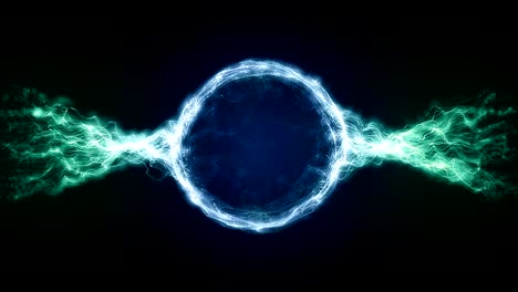 abstract blue futuristic sci-fi plasma circular form with energy light strokes