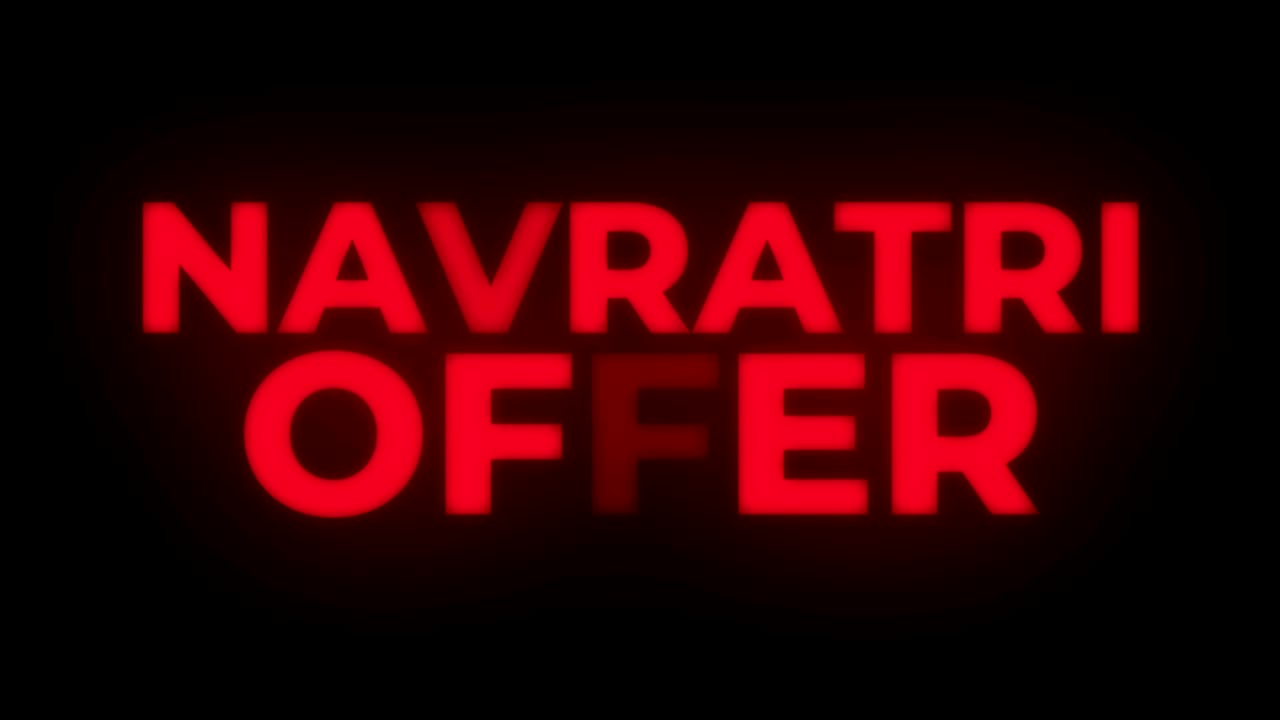 navratri ofrece un bucle promocional de visualización de texto parpadeante.