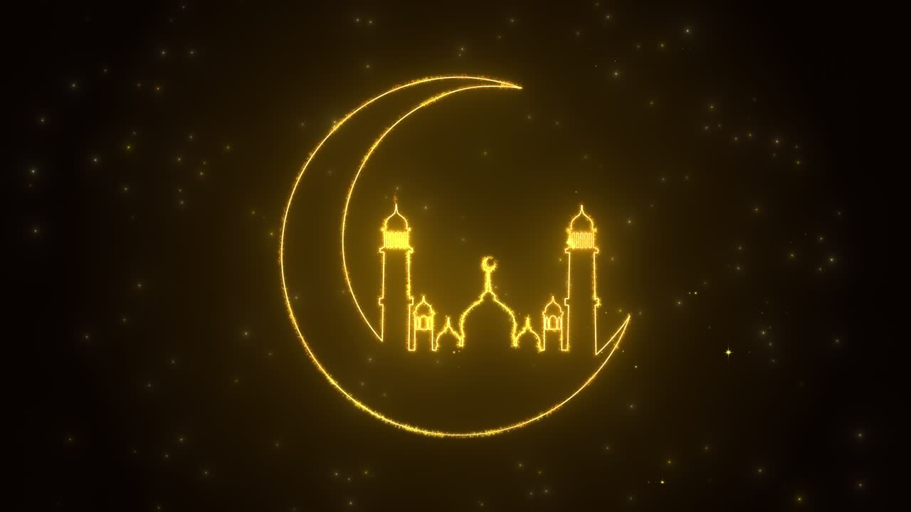 Shining sparkles creating background with sparkling golden glitter magically creating moon and