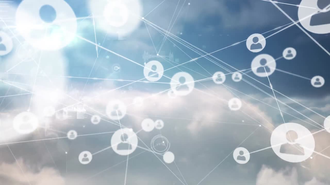 구름 위의 아이콘으로 연결 네트워크의 애니메이션