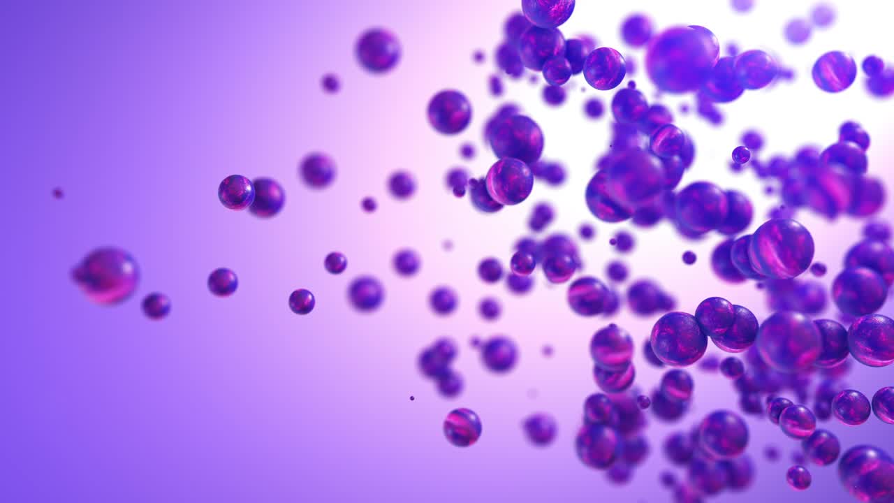 esferas texturizadas brillantes moviéndose lentamente en el espacio 3d, copiar el espacio con profundidad