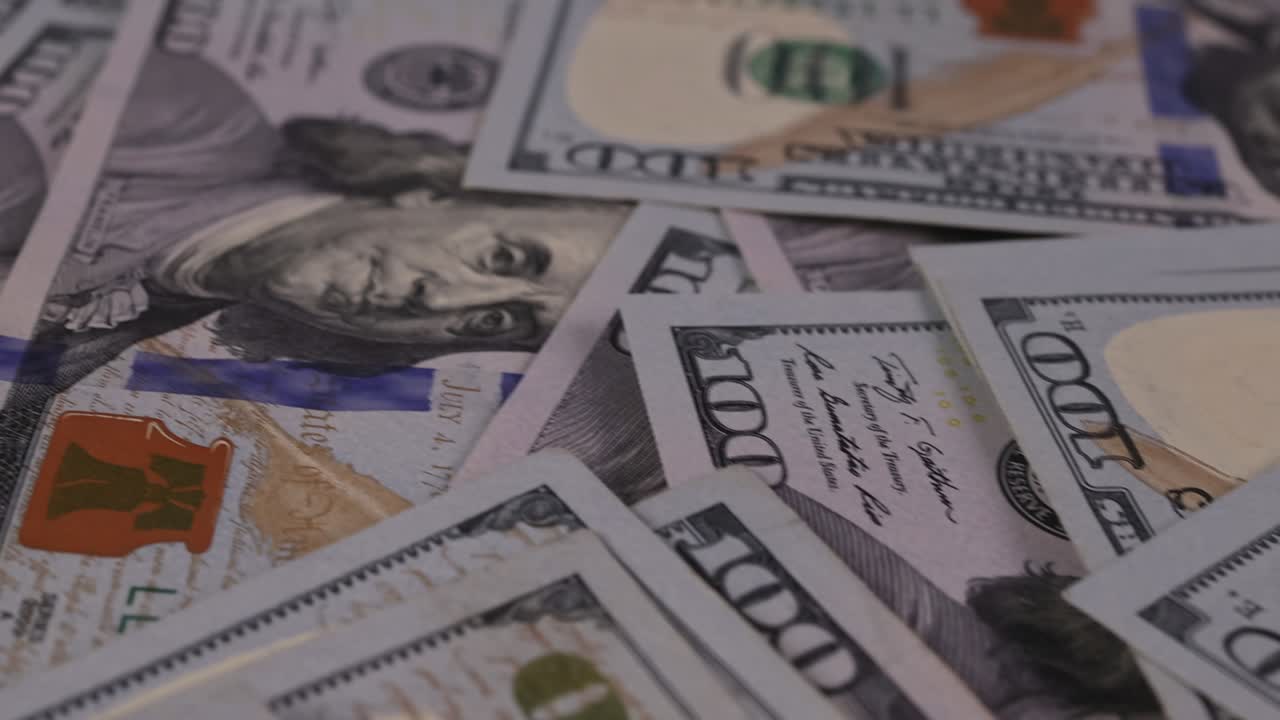 American cash the close up view of one hundred dollar banknote