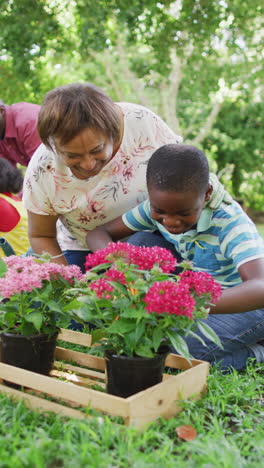 vertical video of happy african american family in garden