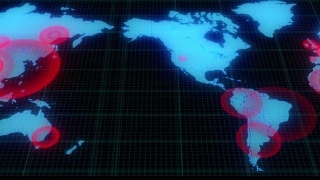 mapa del mundo animación de la pandemia del virus corona