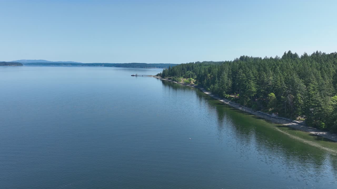 Widok z lotu ptaka na wybrzeże Lakebay w cieśninie Puget Sound