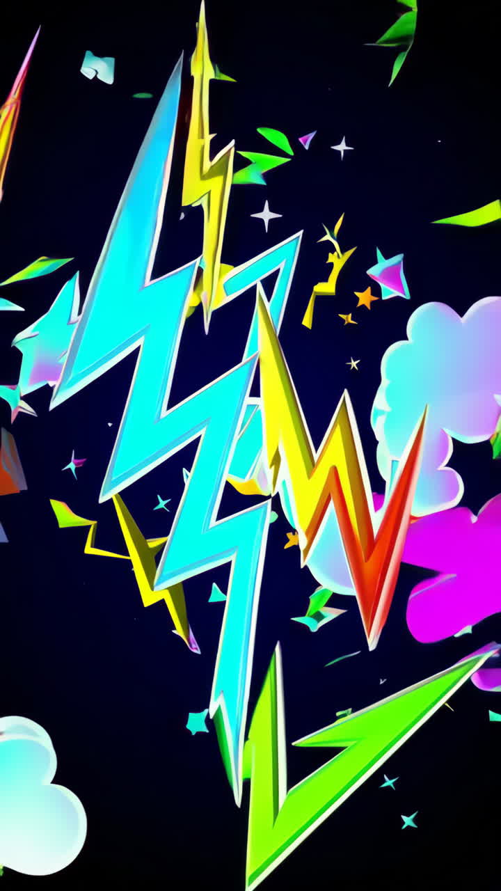 Vibrant Abstract Lightning Bolts and Stars Background