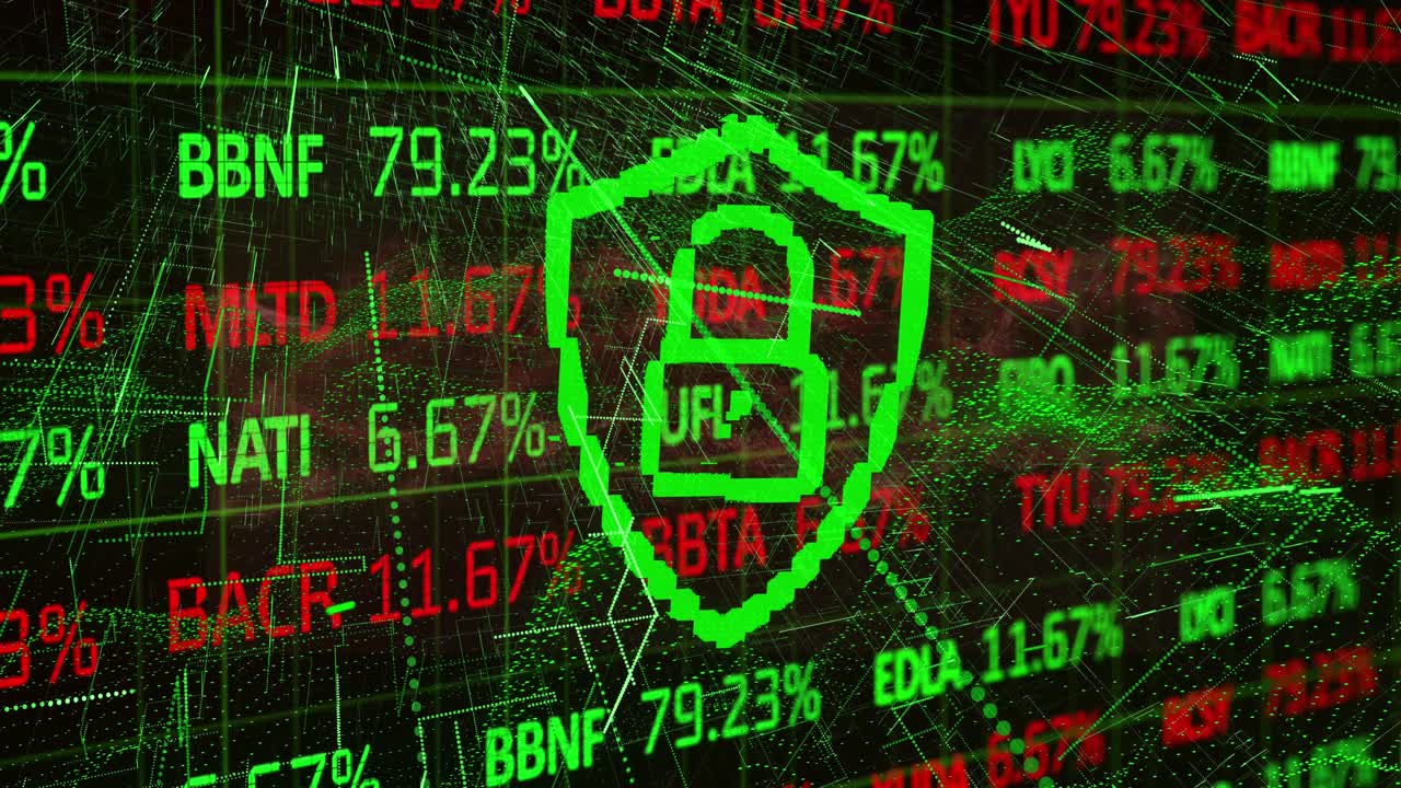 비디오는 투명한 배경 위에 나타나는 연결과 함께 녹색 온라인 보안 을 보여줍니다.